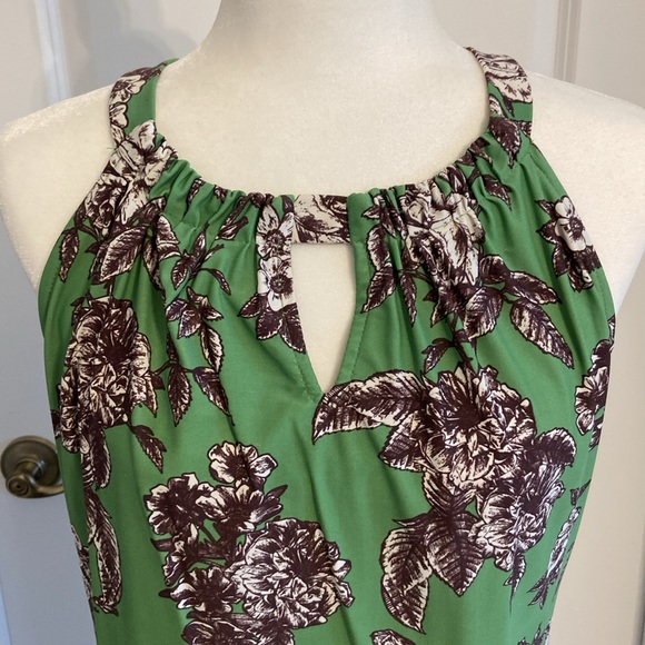 Pretty Green and Brown/White Halter Summer Dress or CoverUp. Size Medium. - Picture 2 of 8